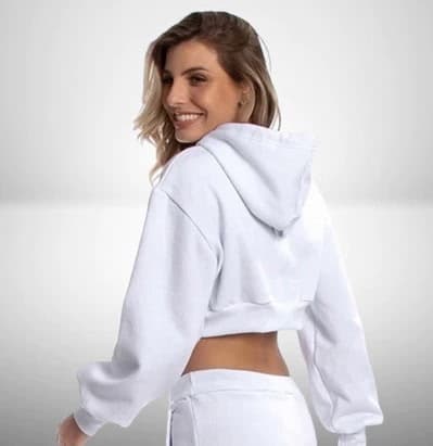 Cropped feminino moletom com capus P ao GG